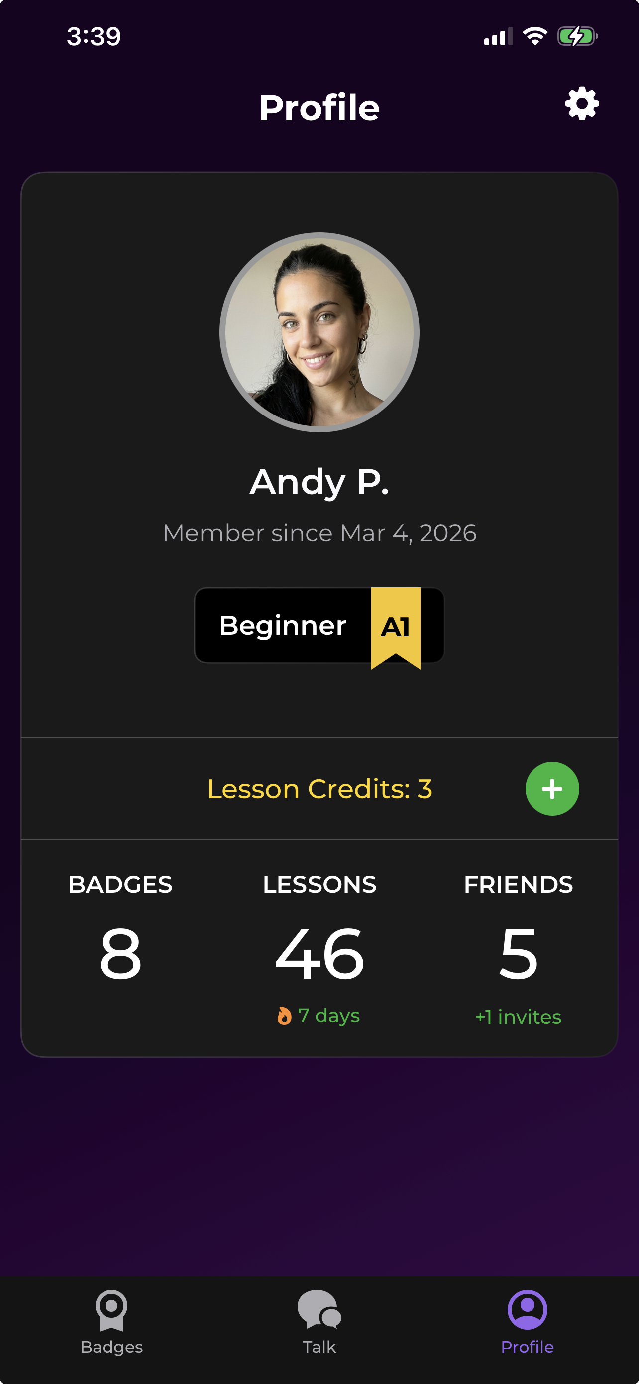 AndBe Profile with stats